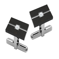 gemelli in acciaio e ip nero e zirc bianchi