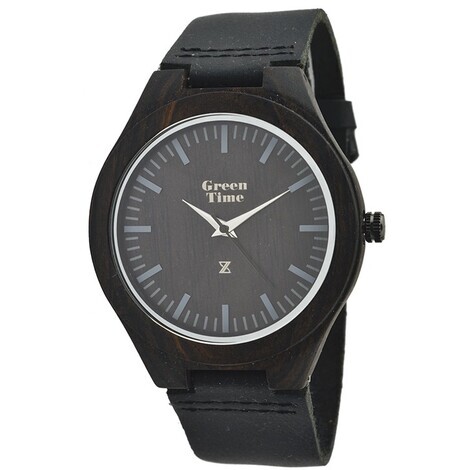 Orologio da uomo in legno con cinturino in cuoio